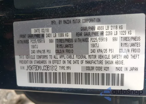 2018 Mazda Cx-5 Grand Touring из США, поврежденный, VIN JM3KFBDMXJ0361812